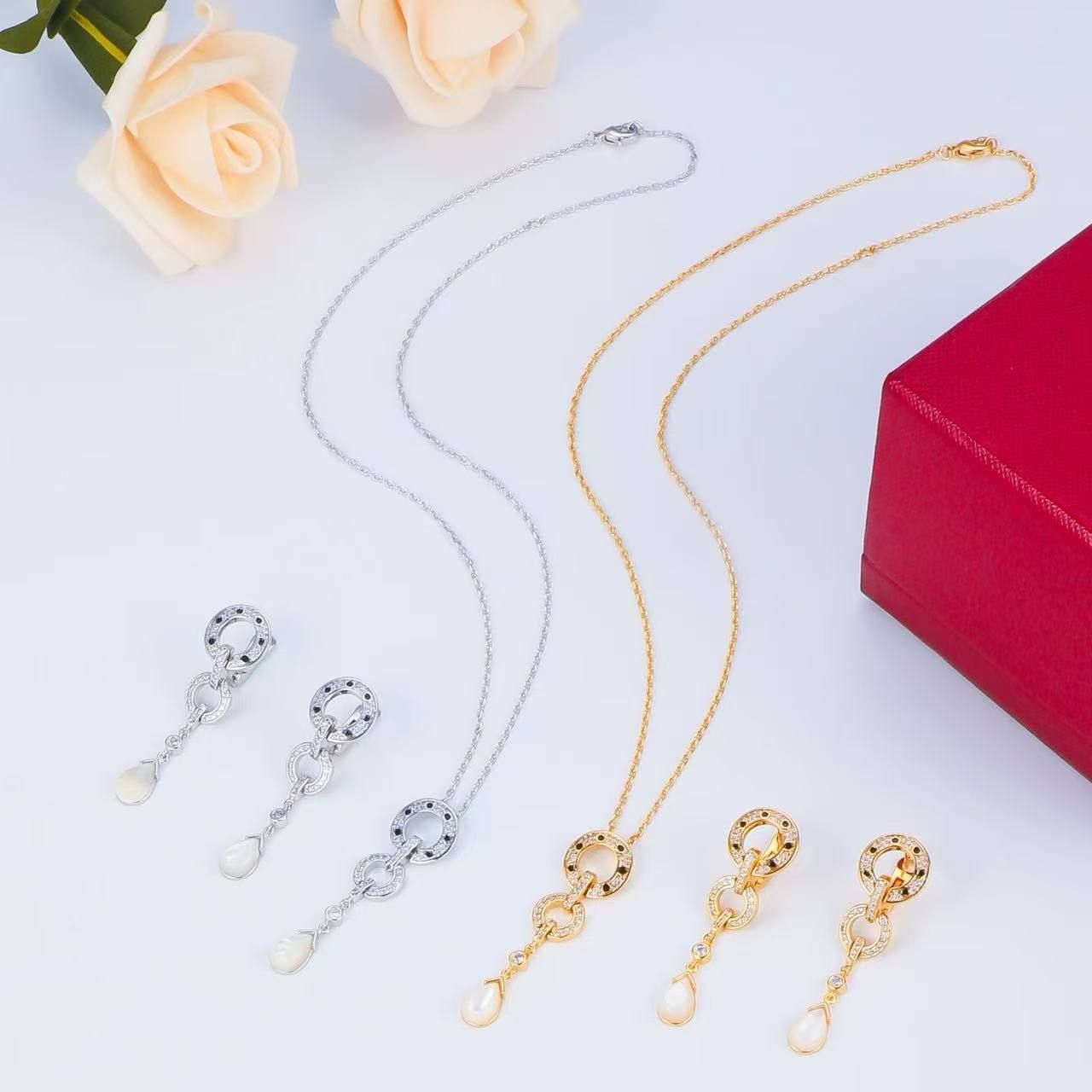 Luxury Cartier Inspired Jewelry Set (Necklace & Earrings) – Premium High Copy | D-E26 – Image 3