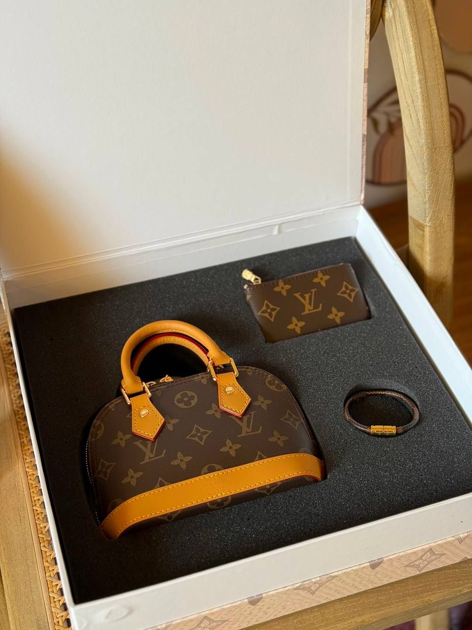 Louis Vuitton Alma Mini Complete Luxury Box Set High Master | Bag, Wallet & Bracelet UAE | D-E56 – Image 3