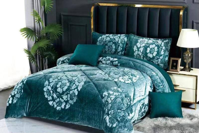  طقم لحاف سرير مخملي فاخر مشجر - دفء مطلق وأناقة ملكية لغرفتك | D-A50 – Image 4