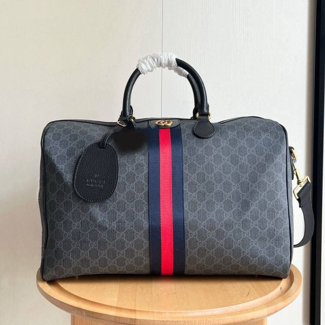 Classic Monogram Duffle Travel Bag with Signature Web Stripe – Premium Heritage Holdall | D-E15 – Image 4
