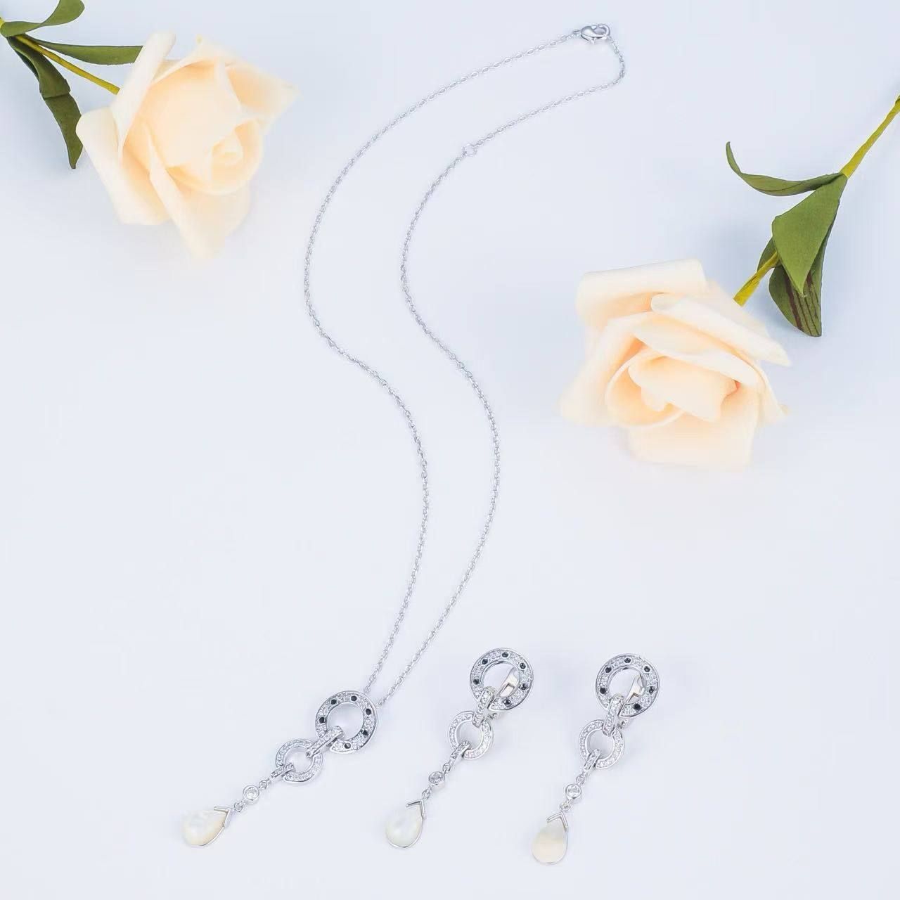 Luxury Cartier Inspired Jewelry Set (Necklace & Earrings) – Premium High Copy | D-E26 – Image 1