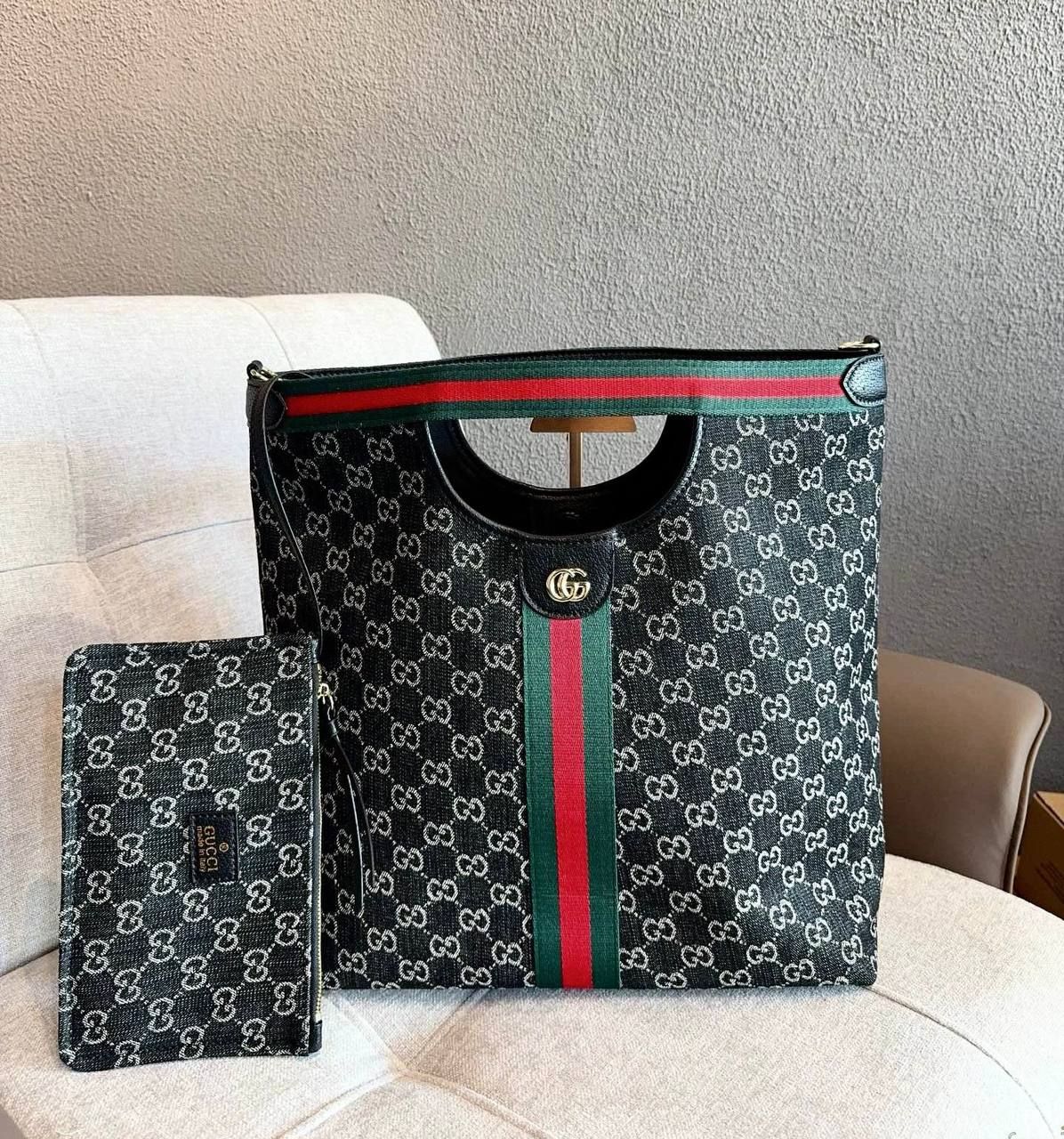 Luxury Monogram Tote Bag & Matching Pouch Set – 2-Piece Elegant Coordinates | D-E15 – Image 3