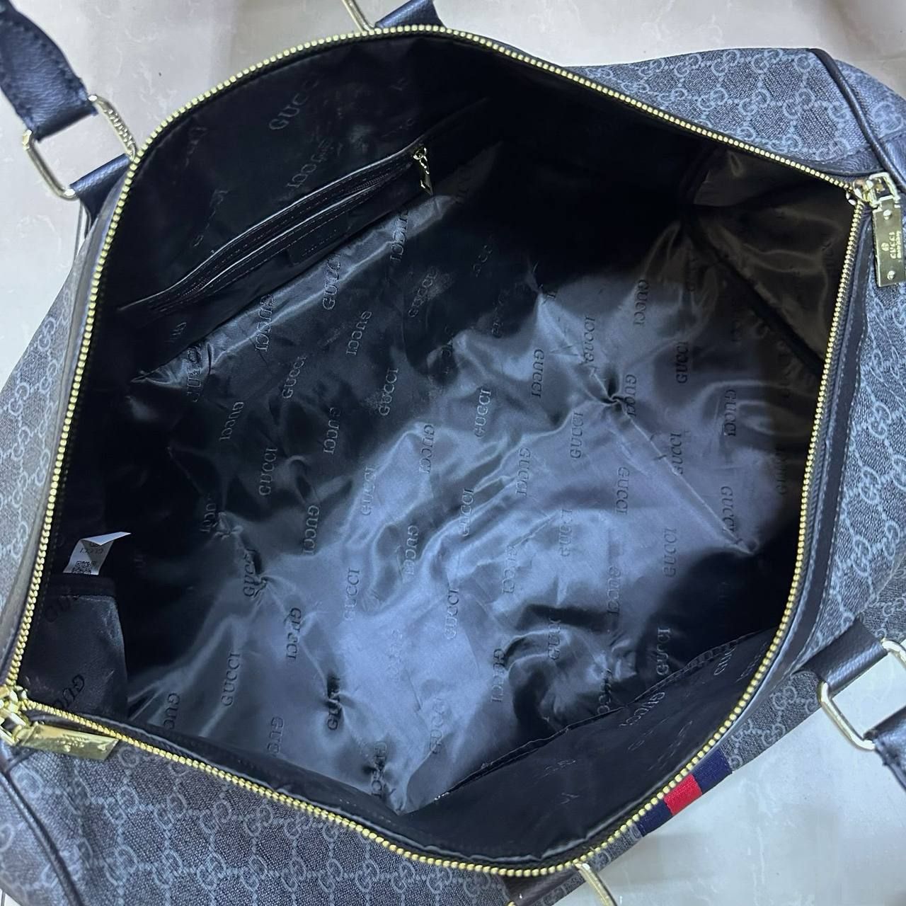 Classic Monogram Duffle Travel Bag with Signature Web Stripe – Premium Heritage Holdall | D-E15 – Image 8