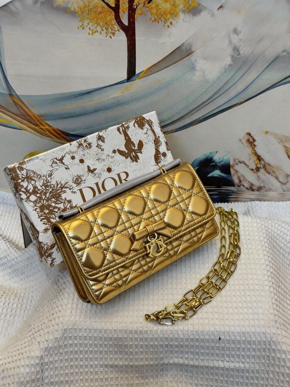 Dior Inspired Quilted Crossbody Bag with Elegant Bow – Pure Sophistication | D-E19 – Image 8