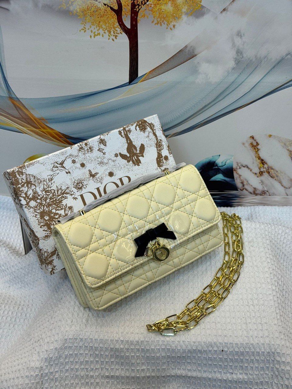 Dior Inspired Quilted Crossbody Bag with Elegant Bow – Pure Sophistication | D-E19 – Image 7