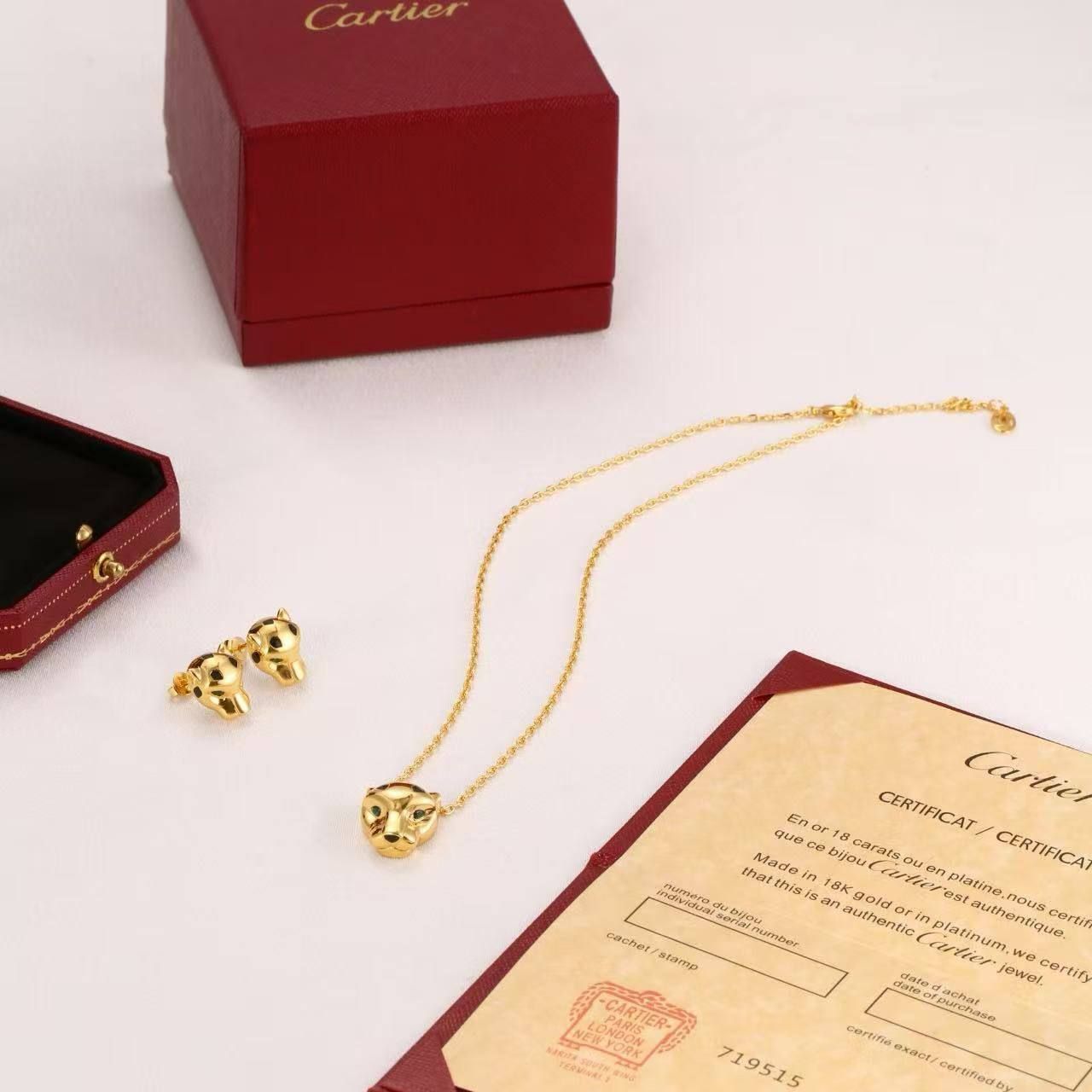 Luxury Cartier Panthère Jewelry Set (Necklace & Earrings) – Premium High Copy | D-E26 – Image 8