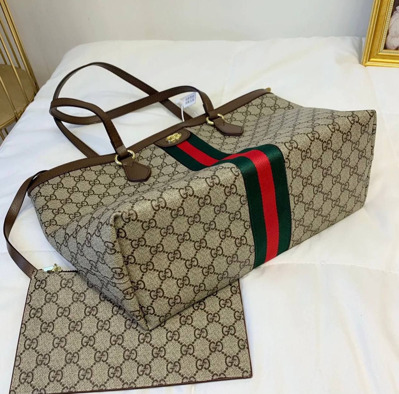 Luxury Monogram Shopping Tote Bag & Matching Pouch Set – Timeless Heritage Elegance | D-E15 – Image 4