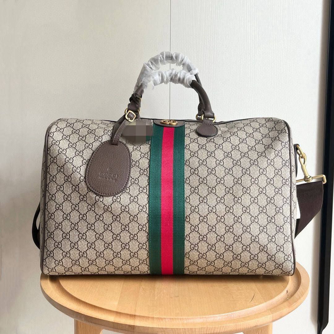 Classic Monogram Duffle Travel Bag with Signature Web Stripe – Premium Heritage Holdall | D-E15 – Image 3