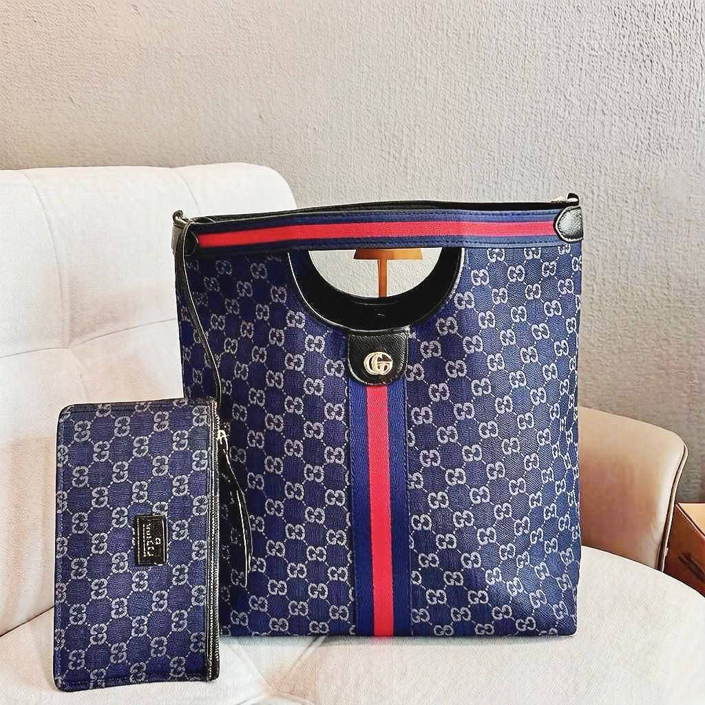 Luxury Monogram Tote Bag & Matching Pouch Set – 2-Piece Elegant Coordinates | D-E15 – Image 2
