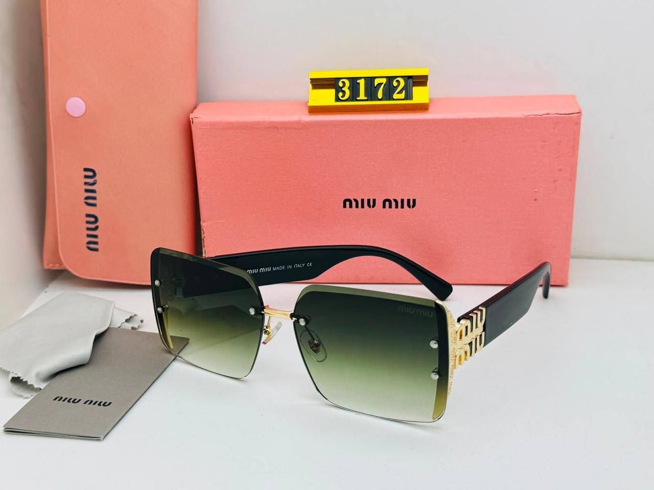 Miu Miu Rimless Sunglasses Copy One | Square Luxury Design & Fast Delivery UAE 🇦🇪 | D-E45 – Image 2