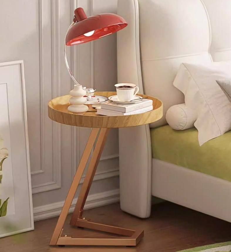 Modern Round Side Table with Marble/Wood Top and Gold Frame UAE | D-E49 – Image 5