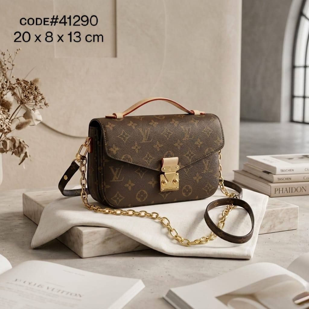 Classic Monogram Crossbody Bag with Gold S-Lock – Timeless Chic | D-E14 – Image 3