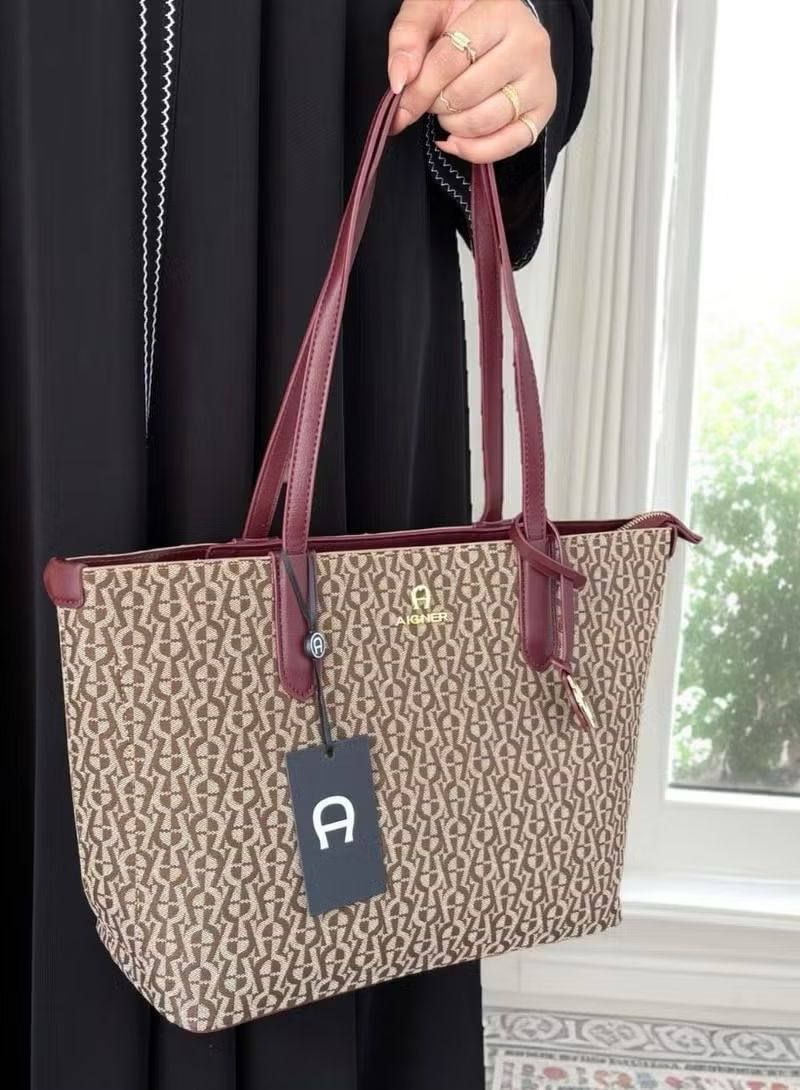 Luxury AIGNER Monogram Tote Bag – Timeless Sophistication & Contemporary Elegance | D-E23 – Image 3