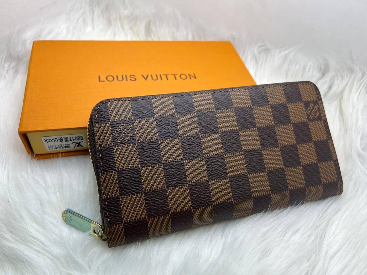 Louis Vuitton Inspired Long Wallet (Master Copy) - Classic Monogram Canvas with Red Button Accent | D-E43 – Image 2
