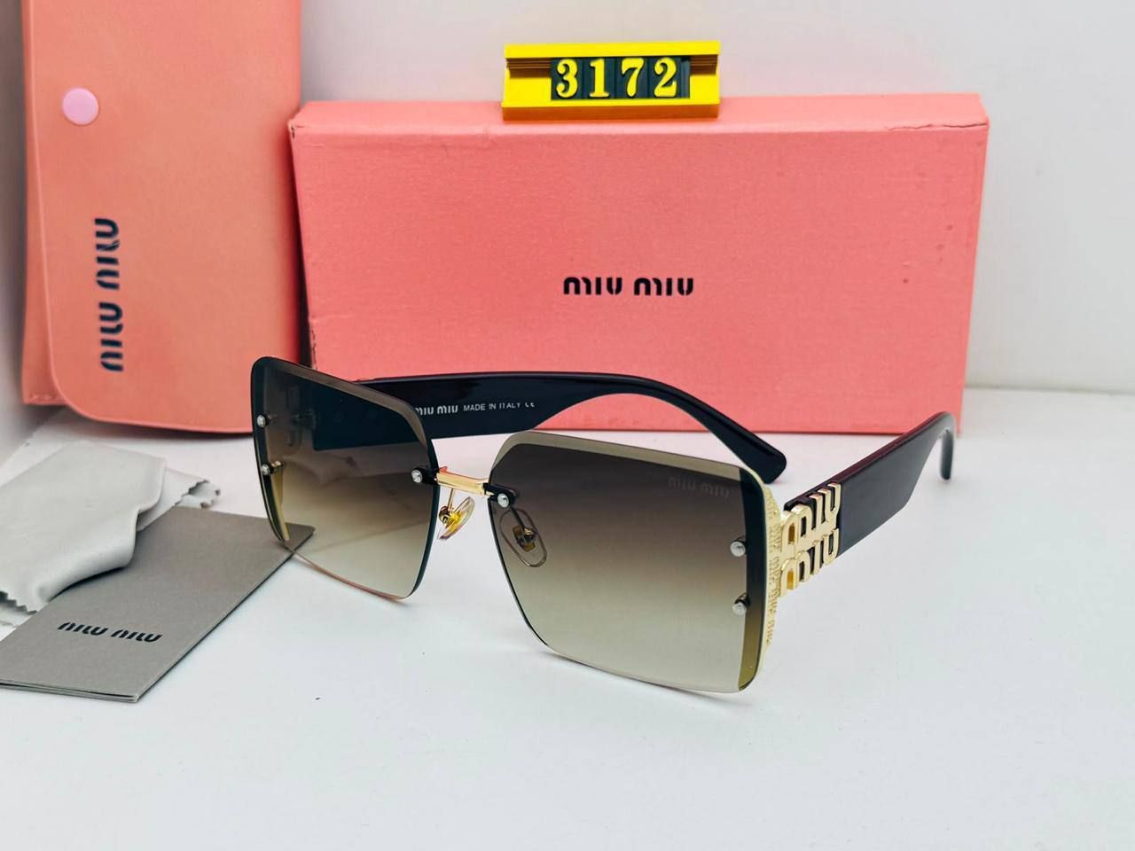 Miu Miu Rimless Sunglasses Copy One | Square Luxury Design & Fast Delivery UAE 🇦🇪 | D-E45 – Image 1