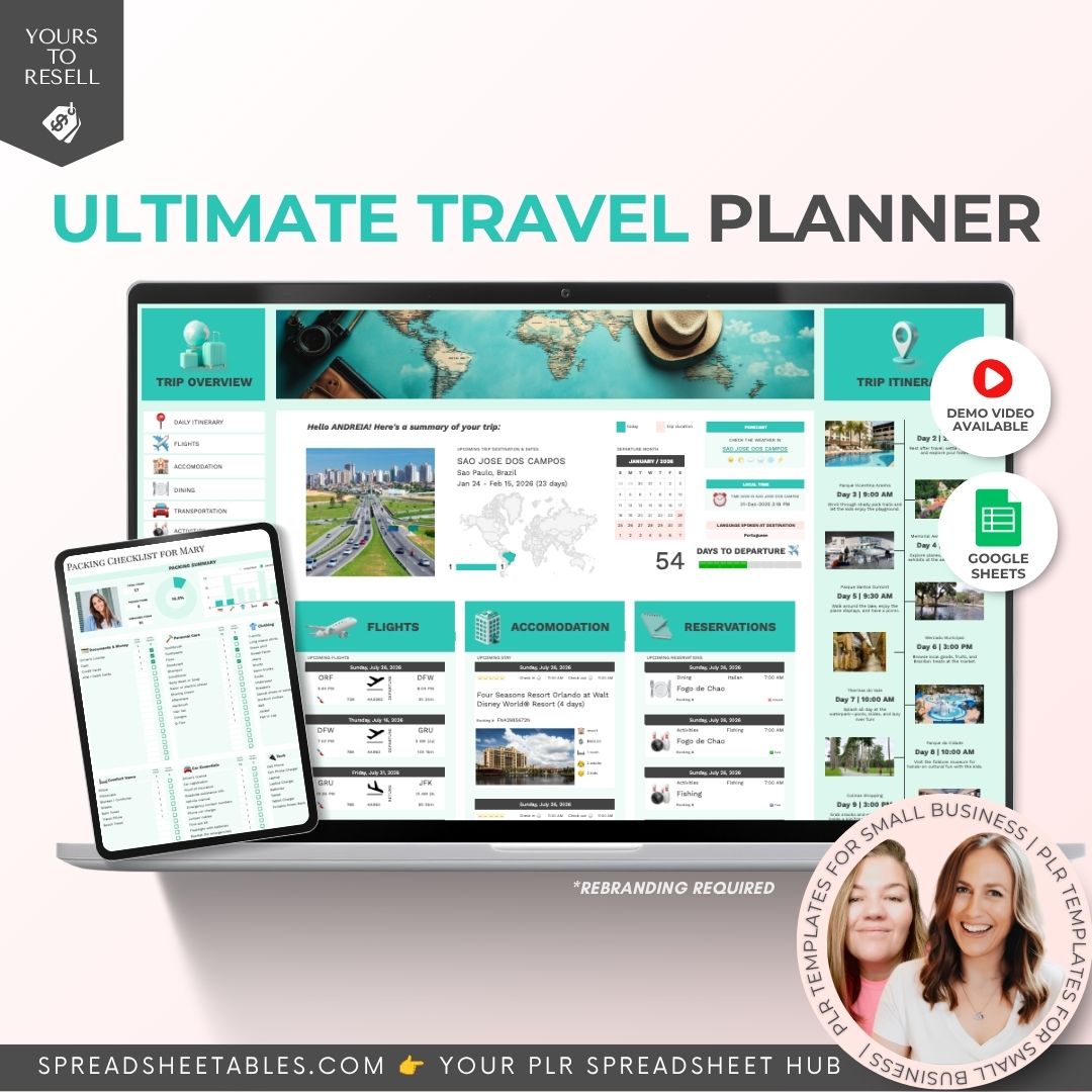 🎓 Ultimate Travel Planner 0460 PLR Spreadsheet – Image 1