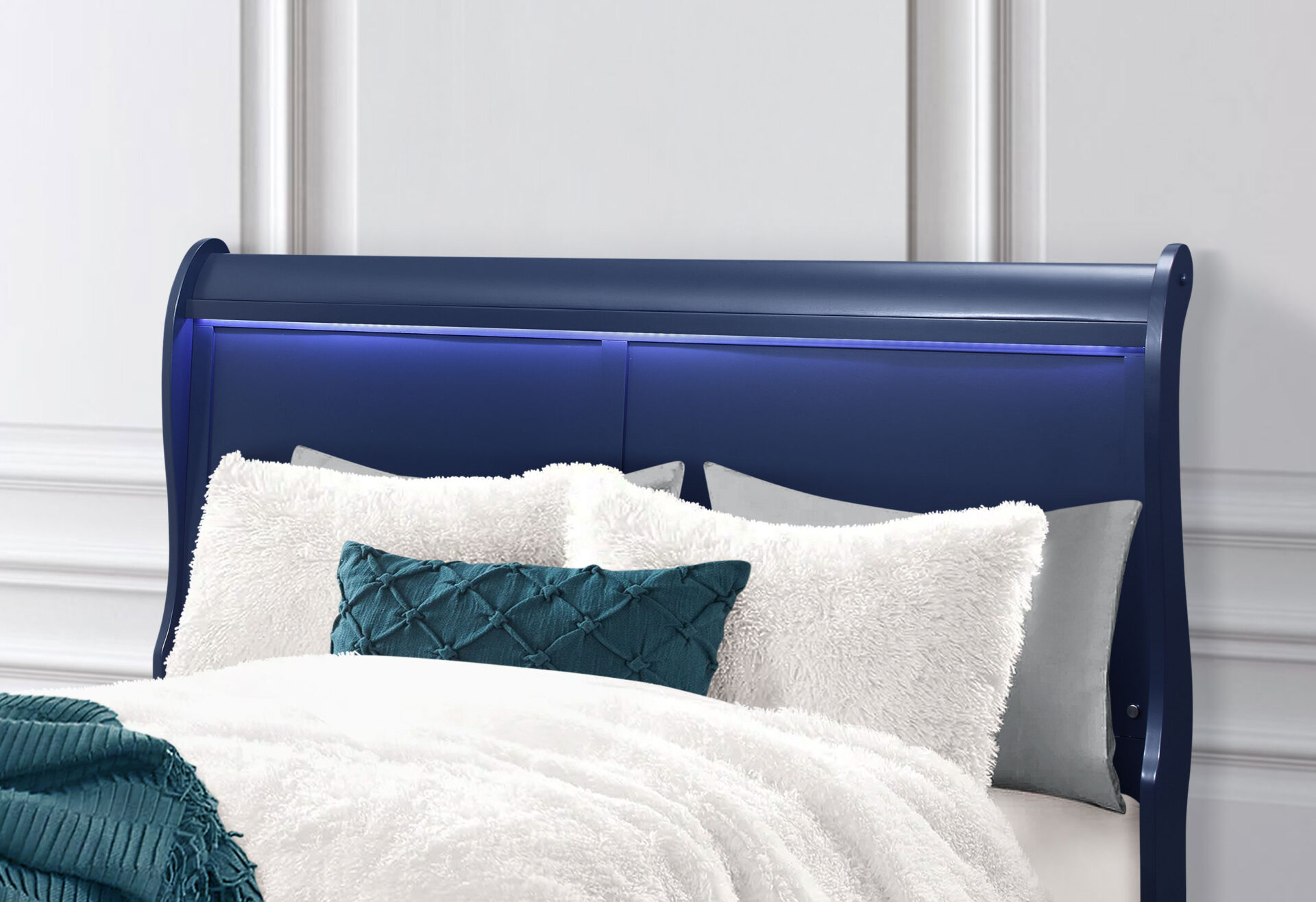  BLUE KING BED ROOM SET WITH LED – Image 3