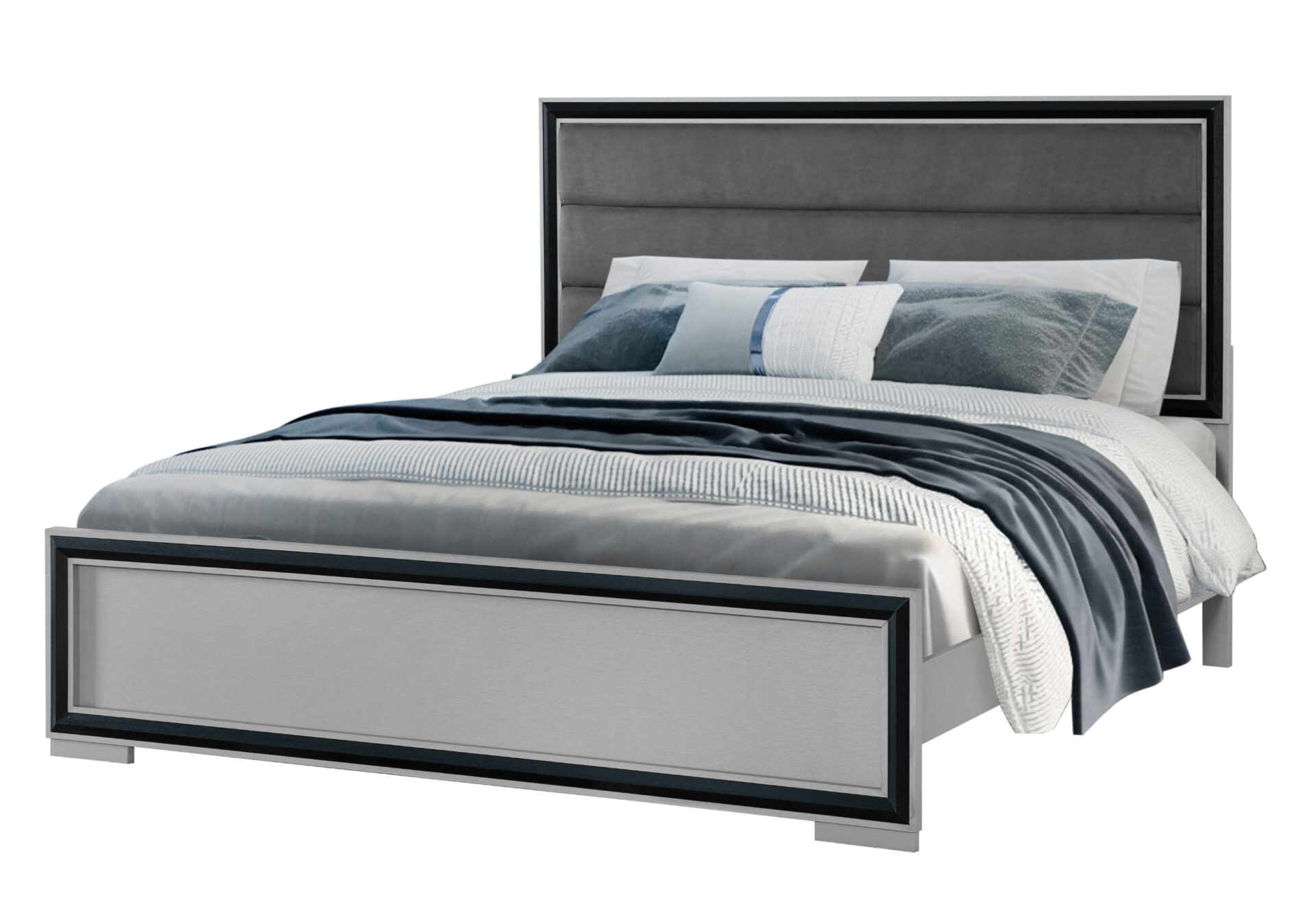 AMELIA GREY BLACK FULL BED ROOM SET W/LED – Image 2