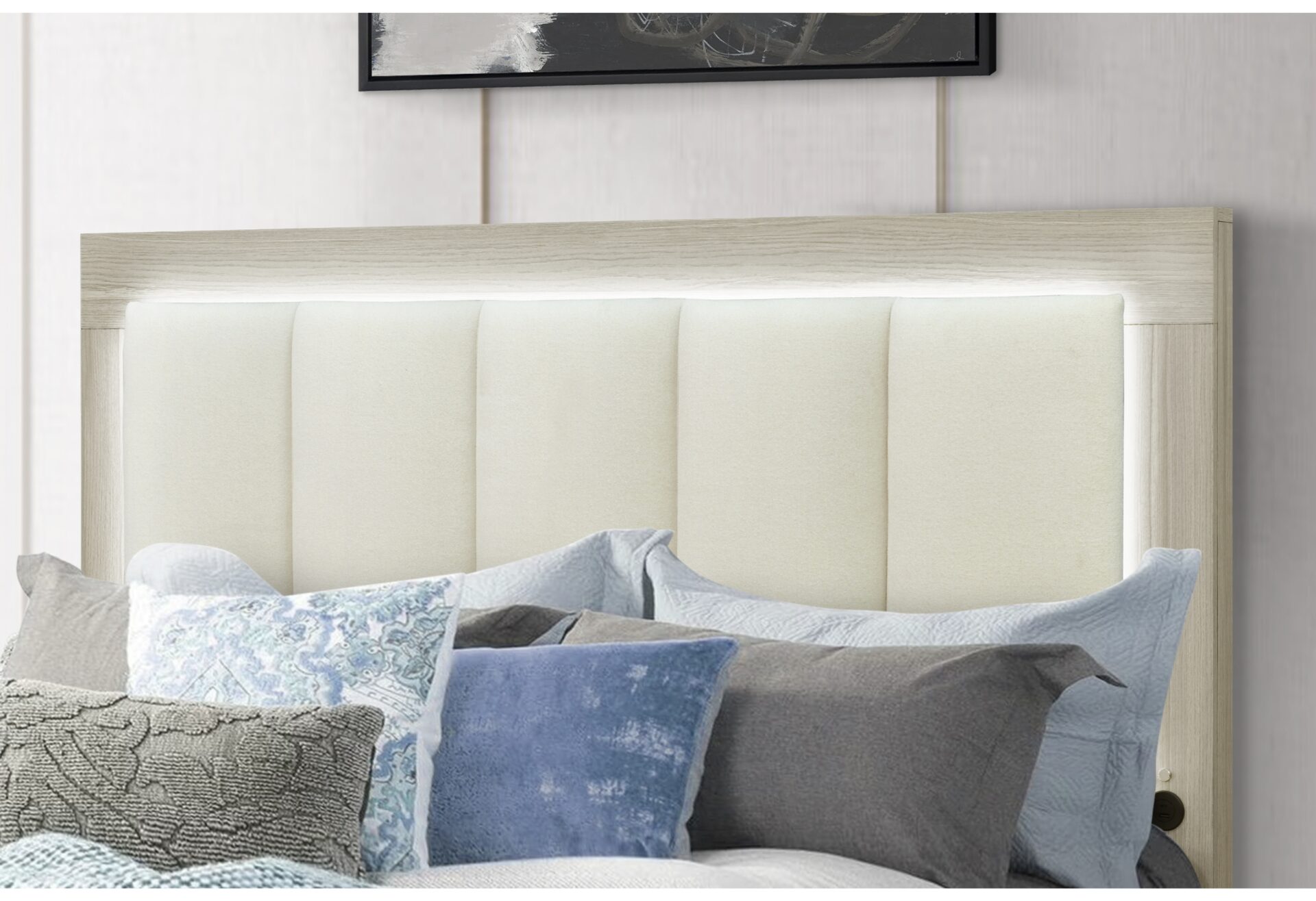  NATURAL/WHITE KING BED ROOM SET – Image 2