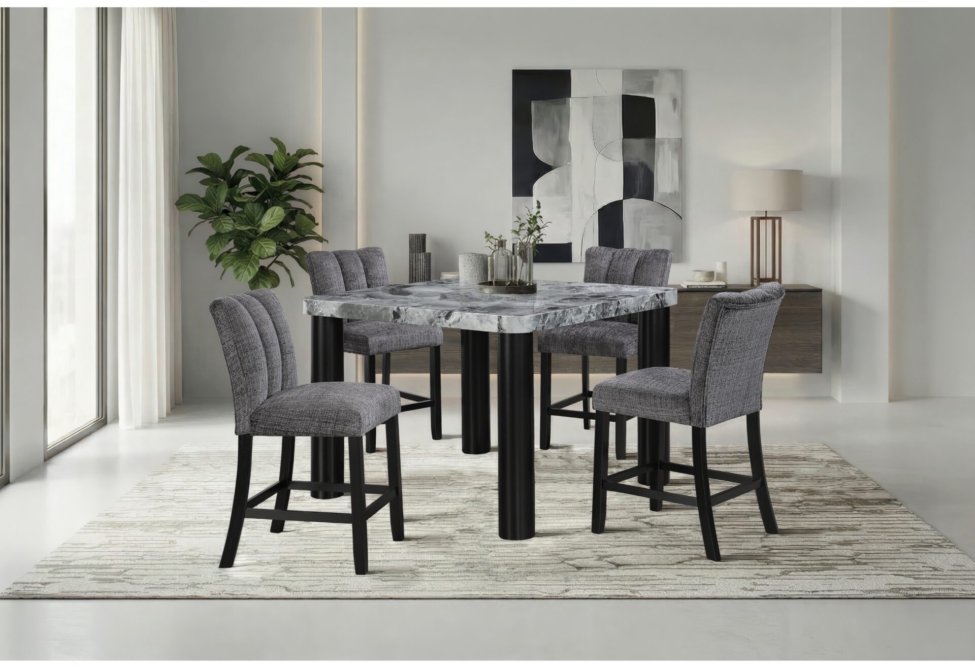 BAR TABLE AND 4 BAR STOOLS – Image 1