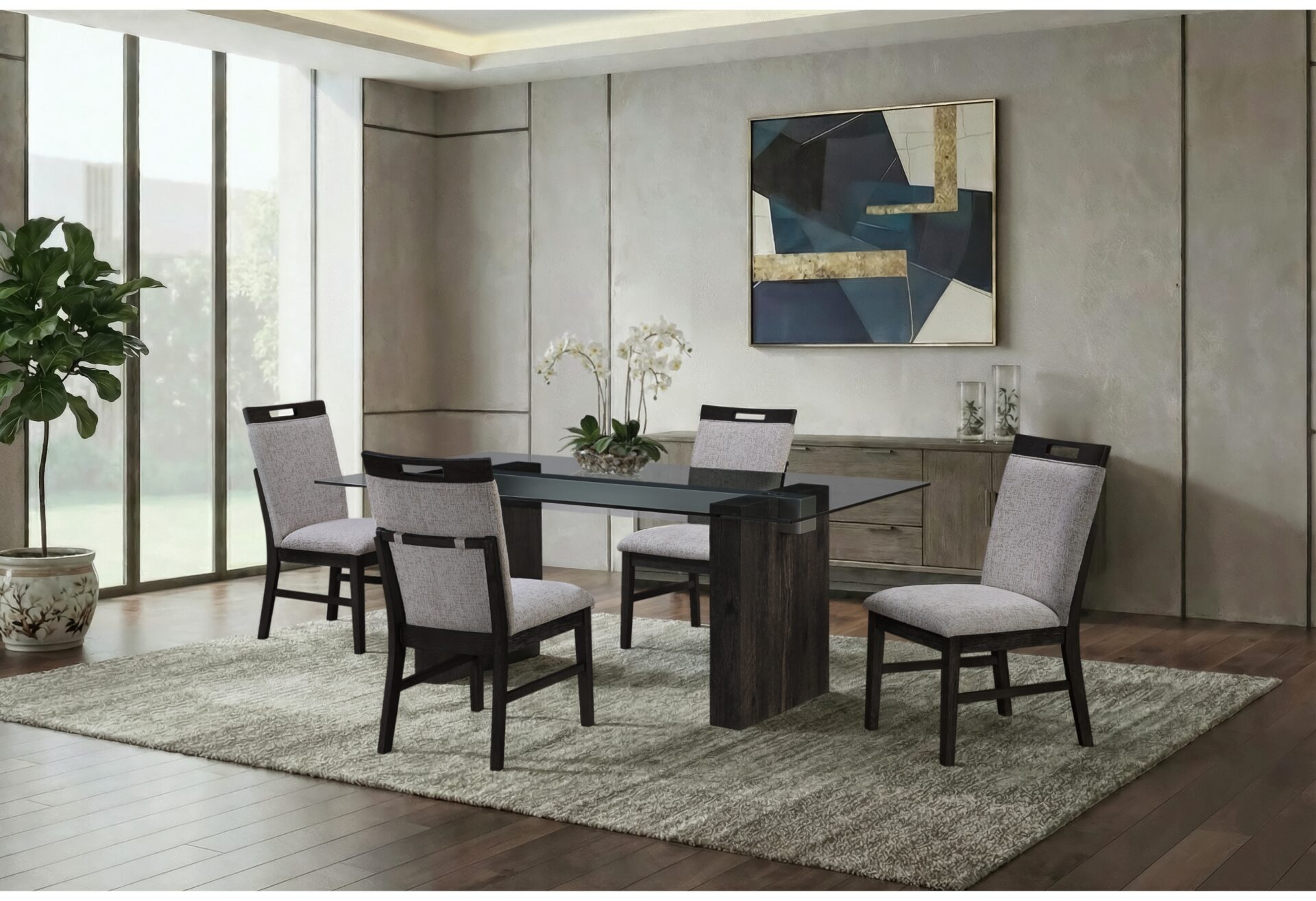 DINING TABLE AND 4 DINING CHAIRS – Image 1