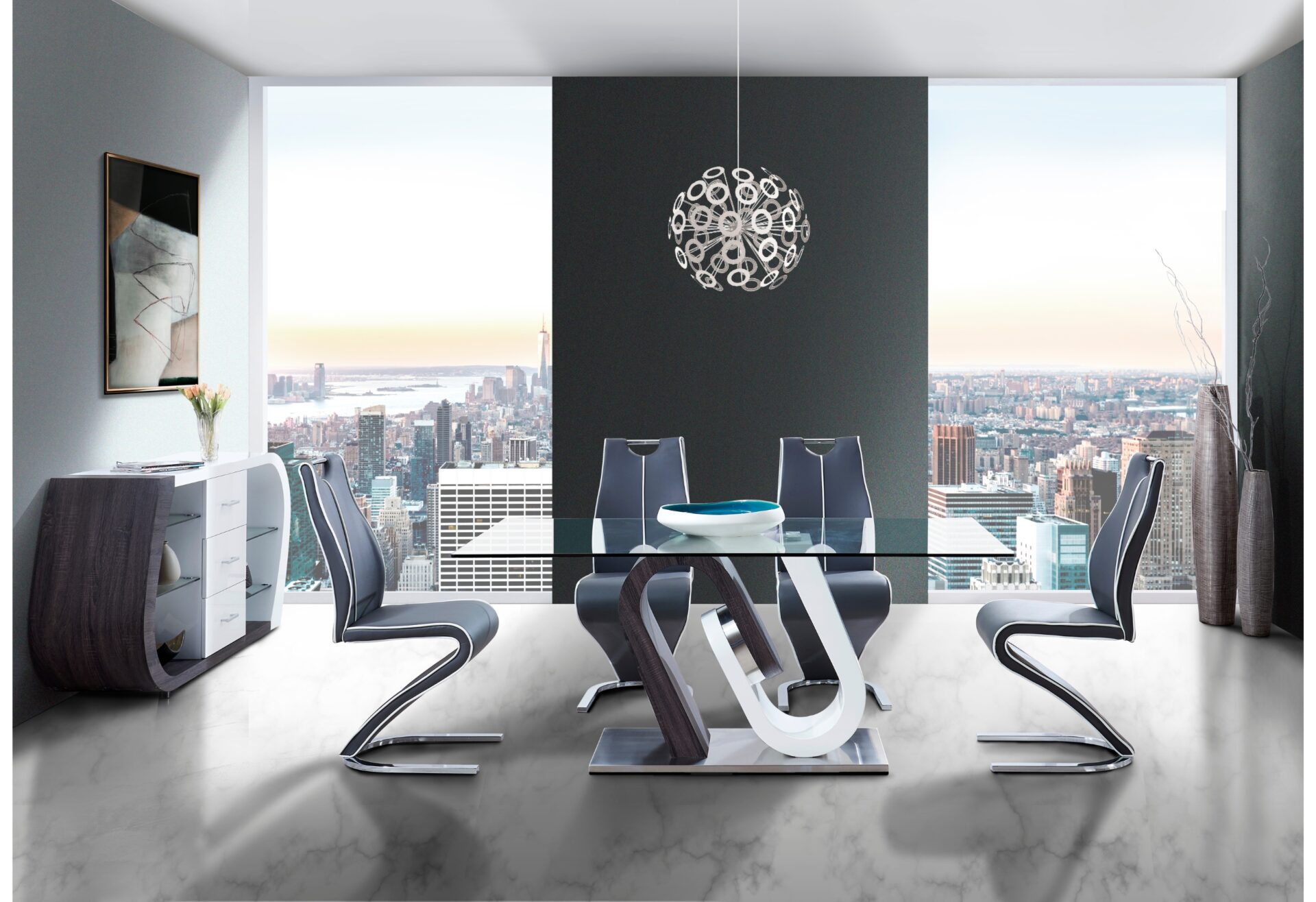 DINING TABLE + 6 DINING CHAIRS – Image 1