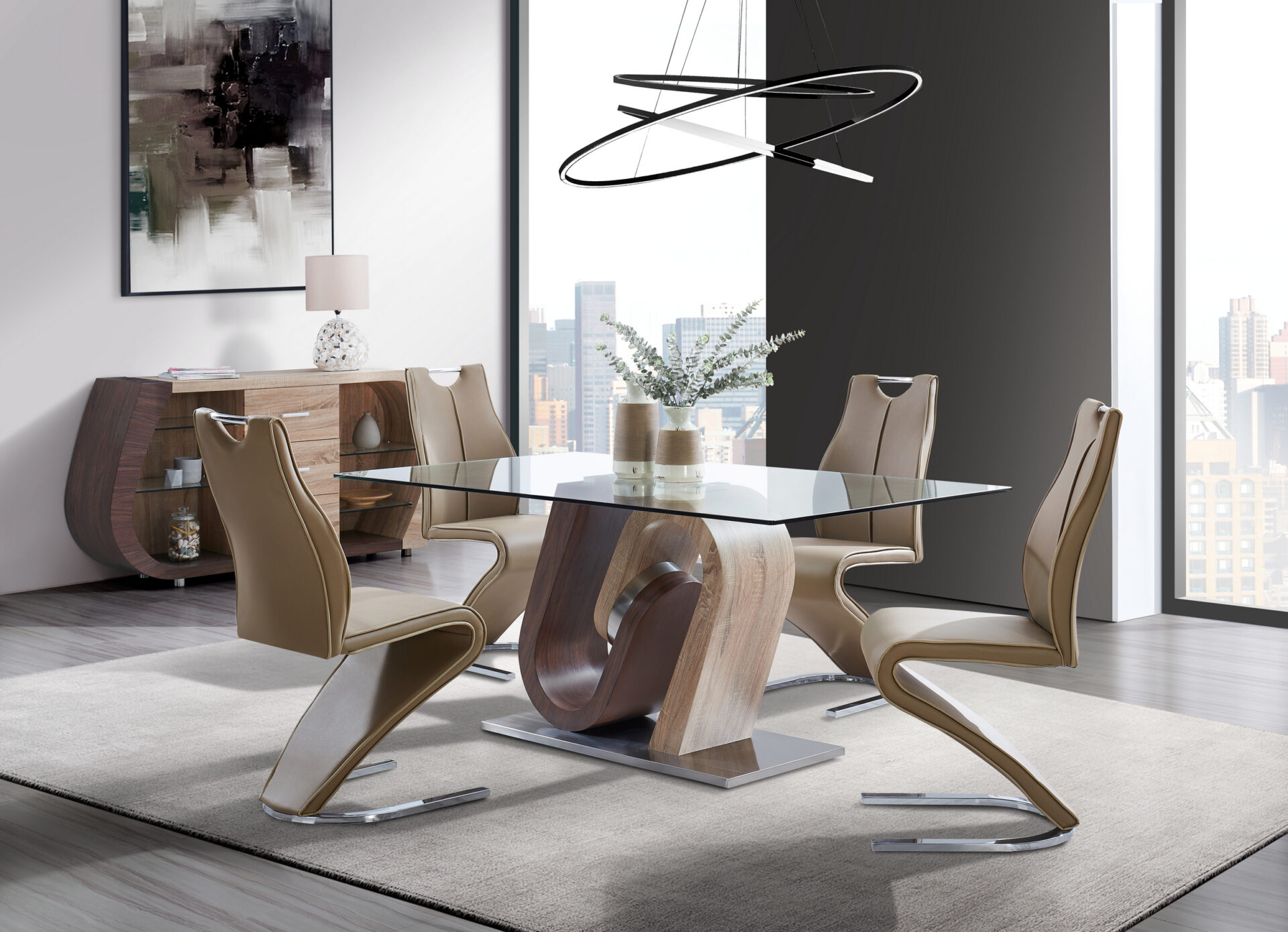 DINING TABLE AND 6 DINING CHAIRS – Image 1
