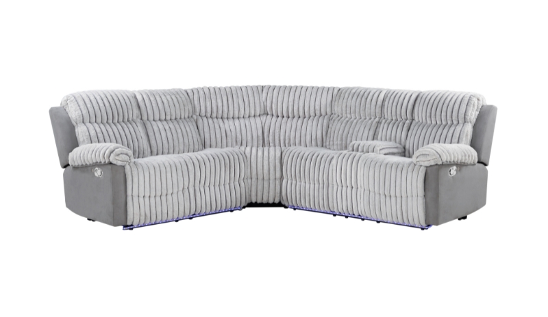 GREY SECTIONAL LIVING ROOM WITH LED – Image 2