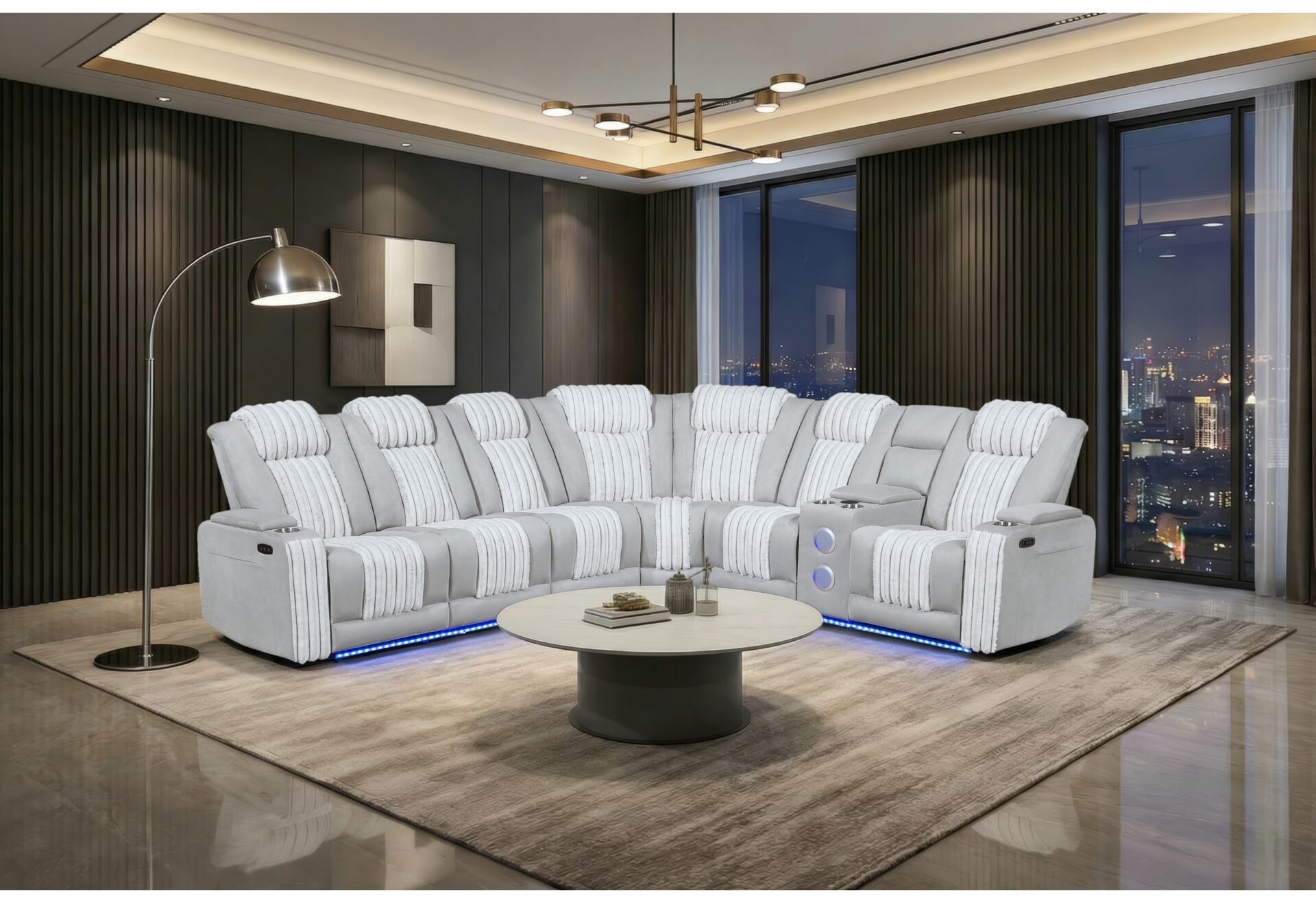 GREY P2 SECTIONAL LIVING ROOM WITH LED – Image 1