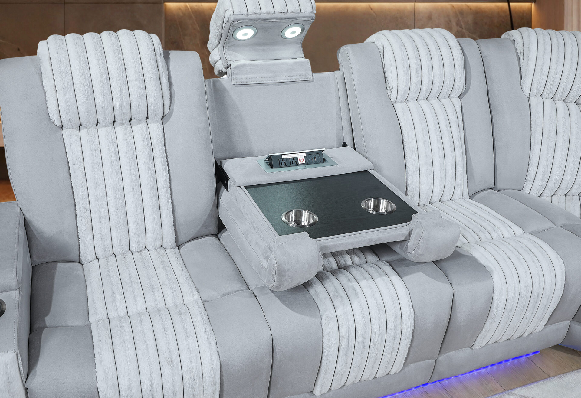 GREY P2 SECTIONAL LIVING ROOM WITH LED – Image 2