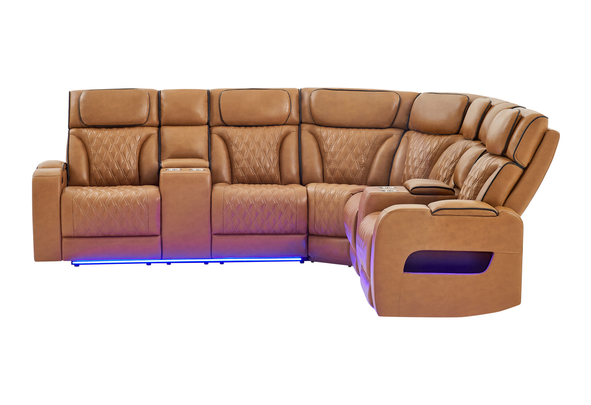 CAMEL SECTIONAL LIVING ROOM  WITH POWER HEADREST, CONTINUOUS LED AND SPEAKER – Image 2