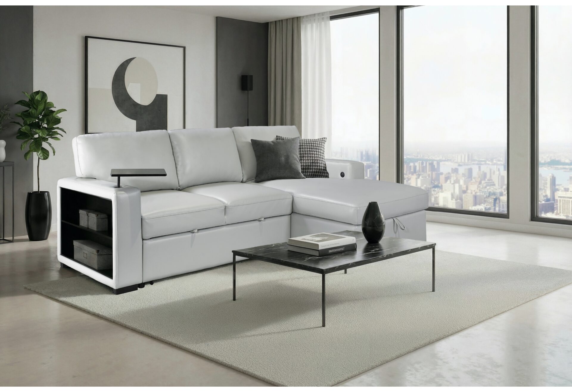 BLANCHE SILVER PULL OUT SOFA LIVING ROOM BED – Image 1