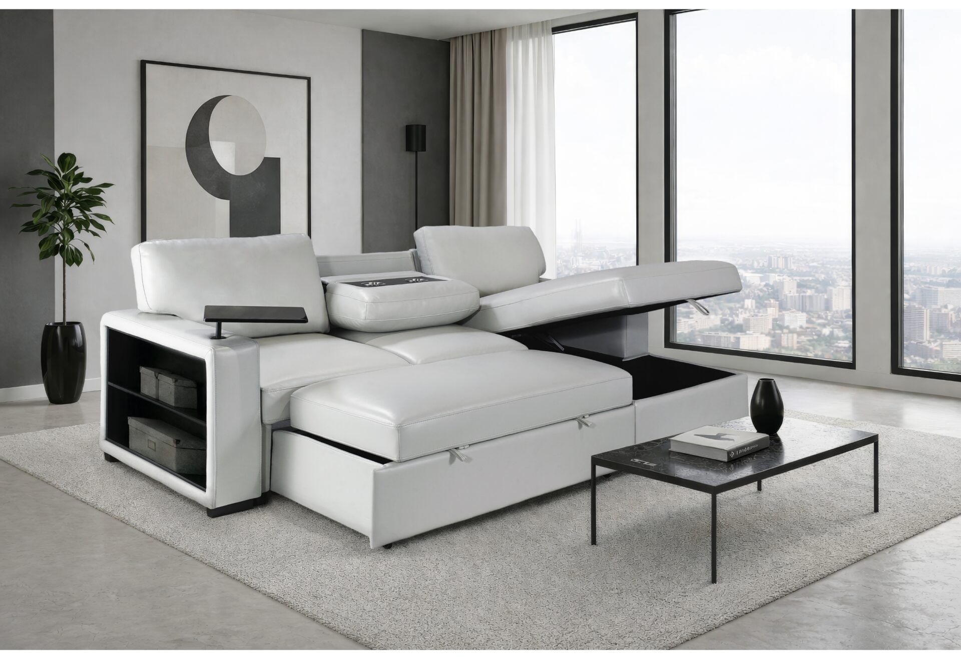 BLANCHE SILVER PULL OUT SOFA LIVING ROOM BED – Image 2