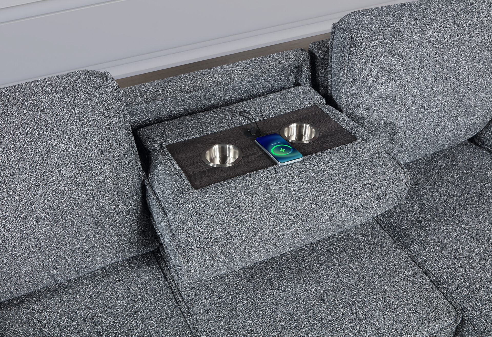 DARK GREY REVERSIBLE SOFA BED – Image 4
