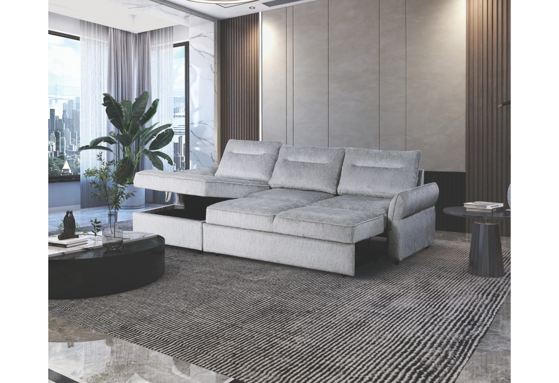 GREY PULL OUT SOFA BED – Image 2