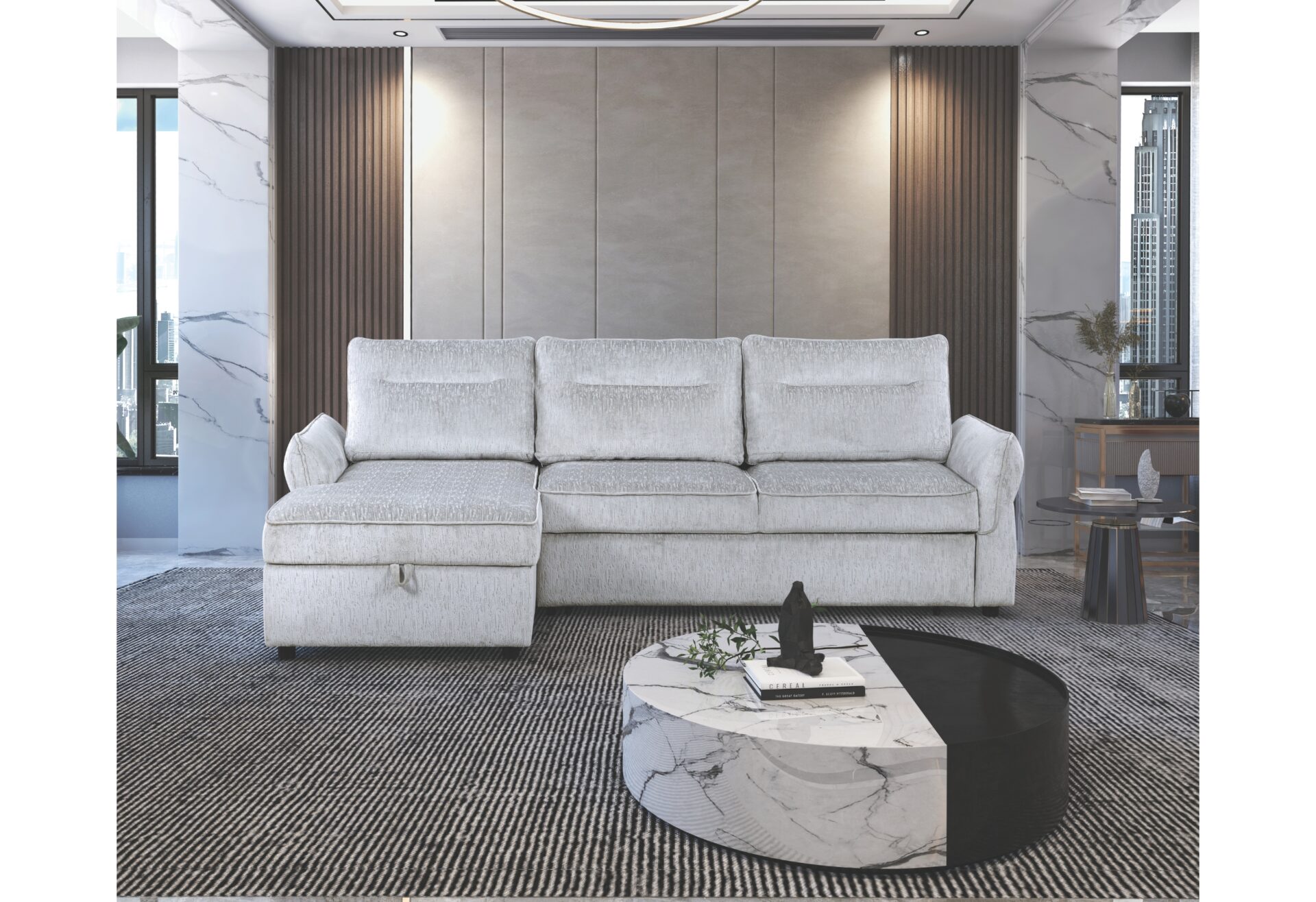 GREY PULL OUT SOFA BED – Image 1
