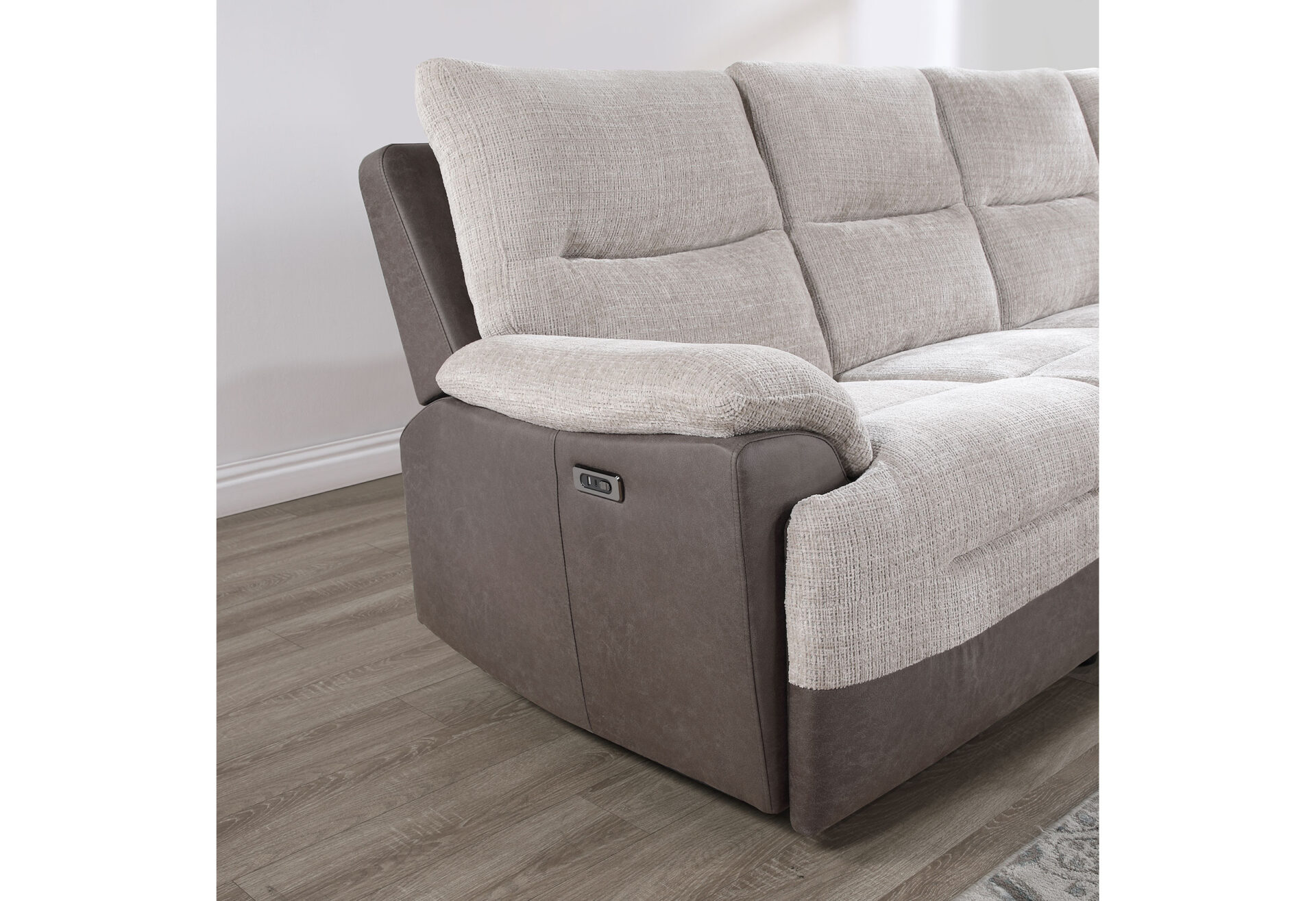 BEIGE/BROWN SECTIONAL LIVING ROOM WITH PO AND USB – Image 3