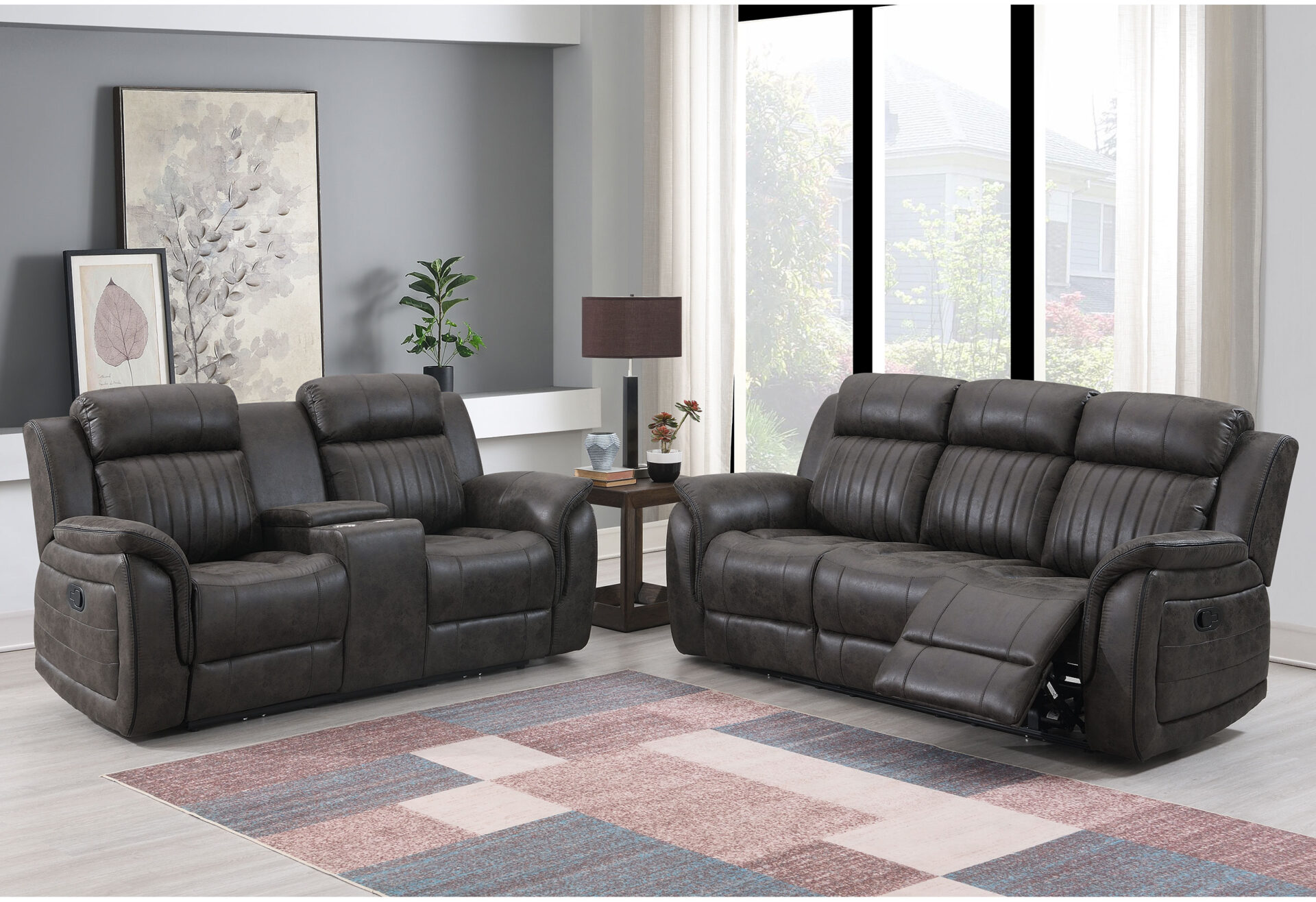 GREY CONSOLE RECLINING LOVESEAT – Image 2