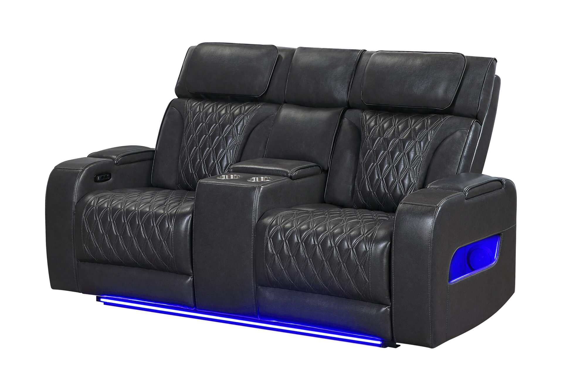 BLANCHE CHARCOAL PWR CON REC LOVESEAT WITH PHR, LED & SPEAKER – Image 1