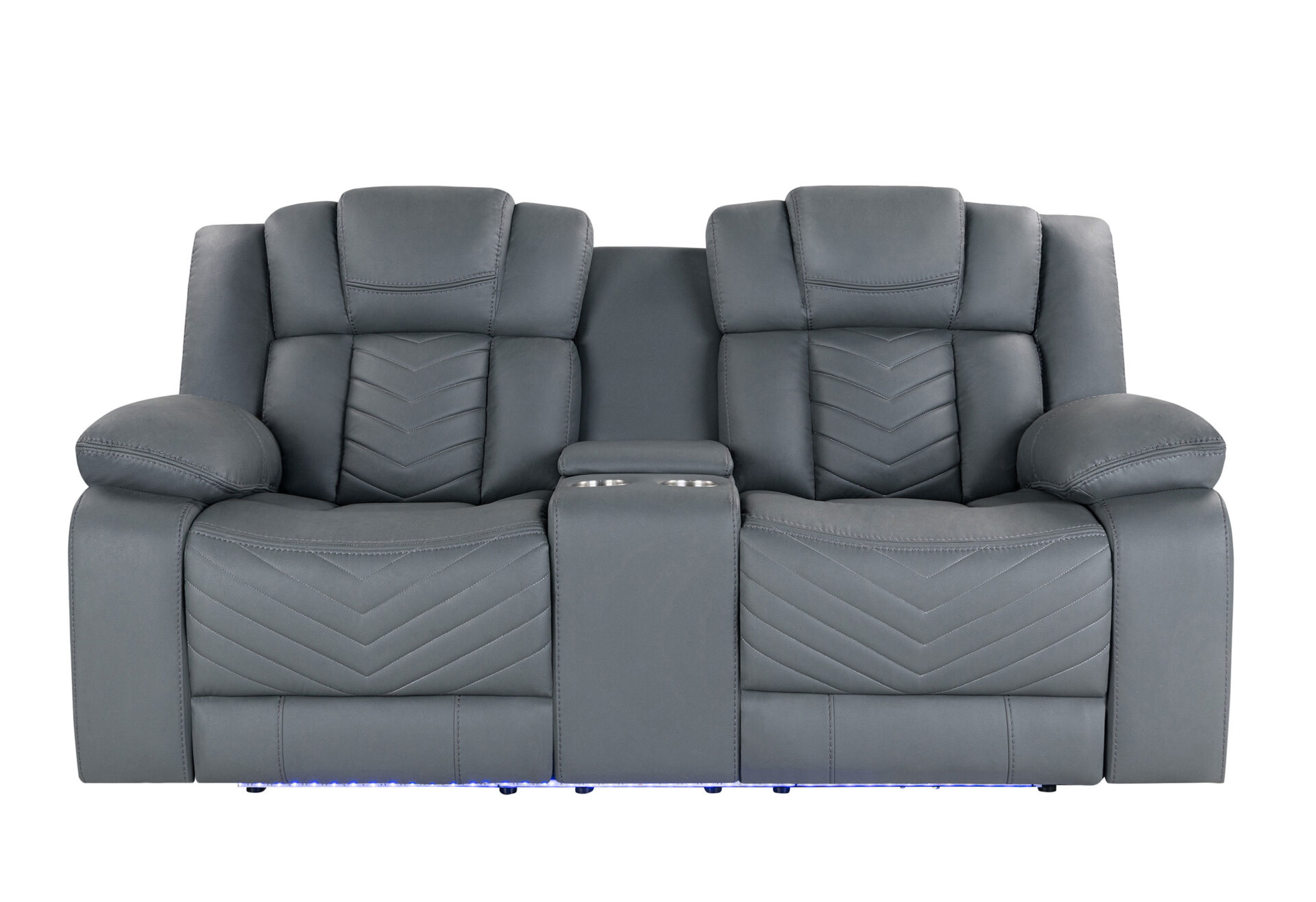 GREY 10 PWR CON REC LOVESEAT WITH LED AND IMMERSIVE SOUND – Image 1