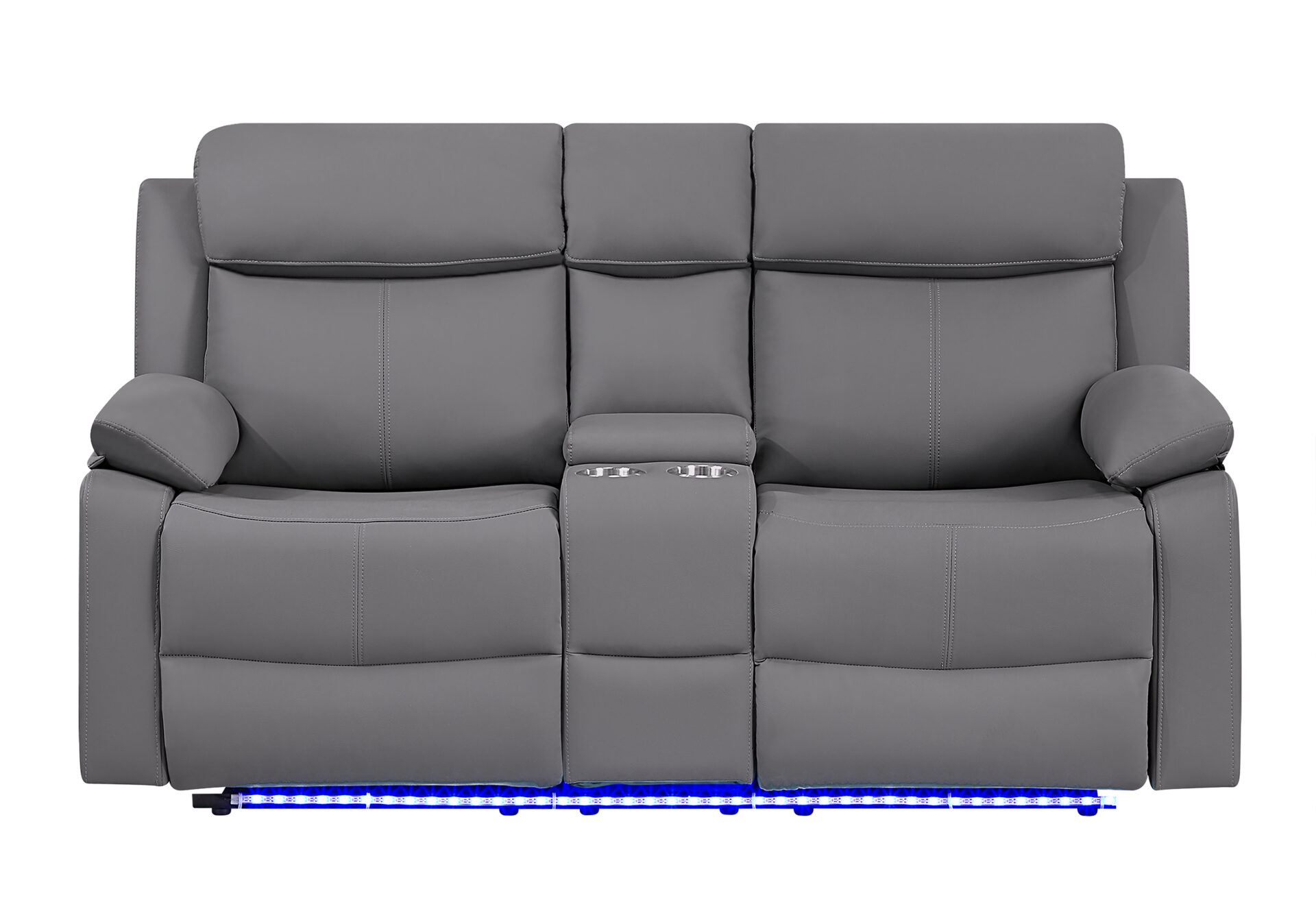 GREY PU 46A CONSOLE RECLINING LOVESEAT WITH LED AND SPEAKER – Image 2