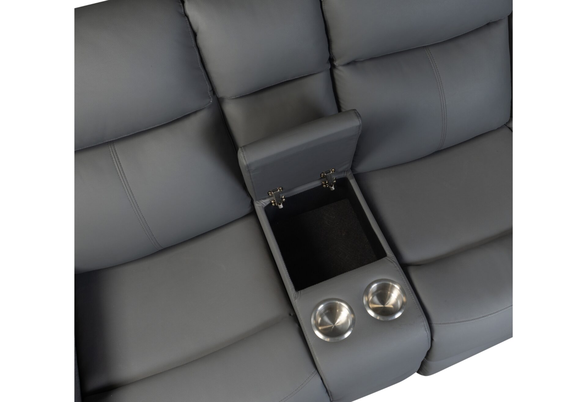 GREY PU 46A CONSOLE RECLINING LOVESEAT WITH LED AND SPEAKER – Image 3
