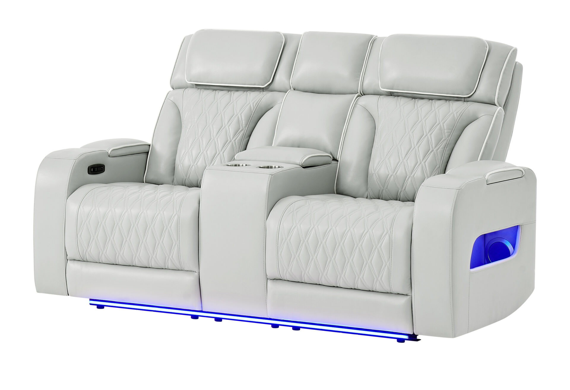 BLANCHE SILVER PWR CON REC LOVESEAT WITH PHR, LED & SPEAKER – Image 1