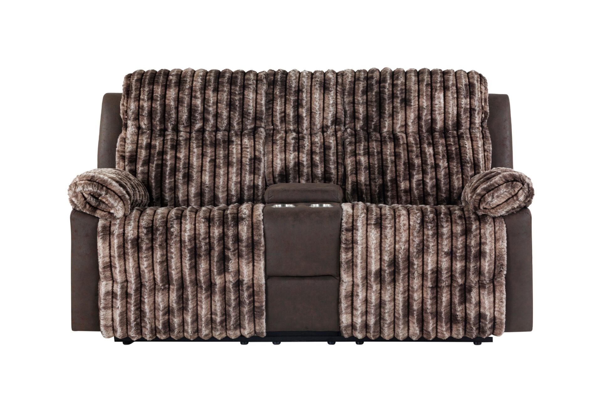 BROWN CONSOLE RECLINING LOVESEAT – Image 2