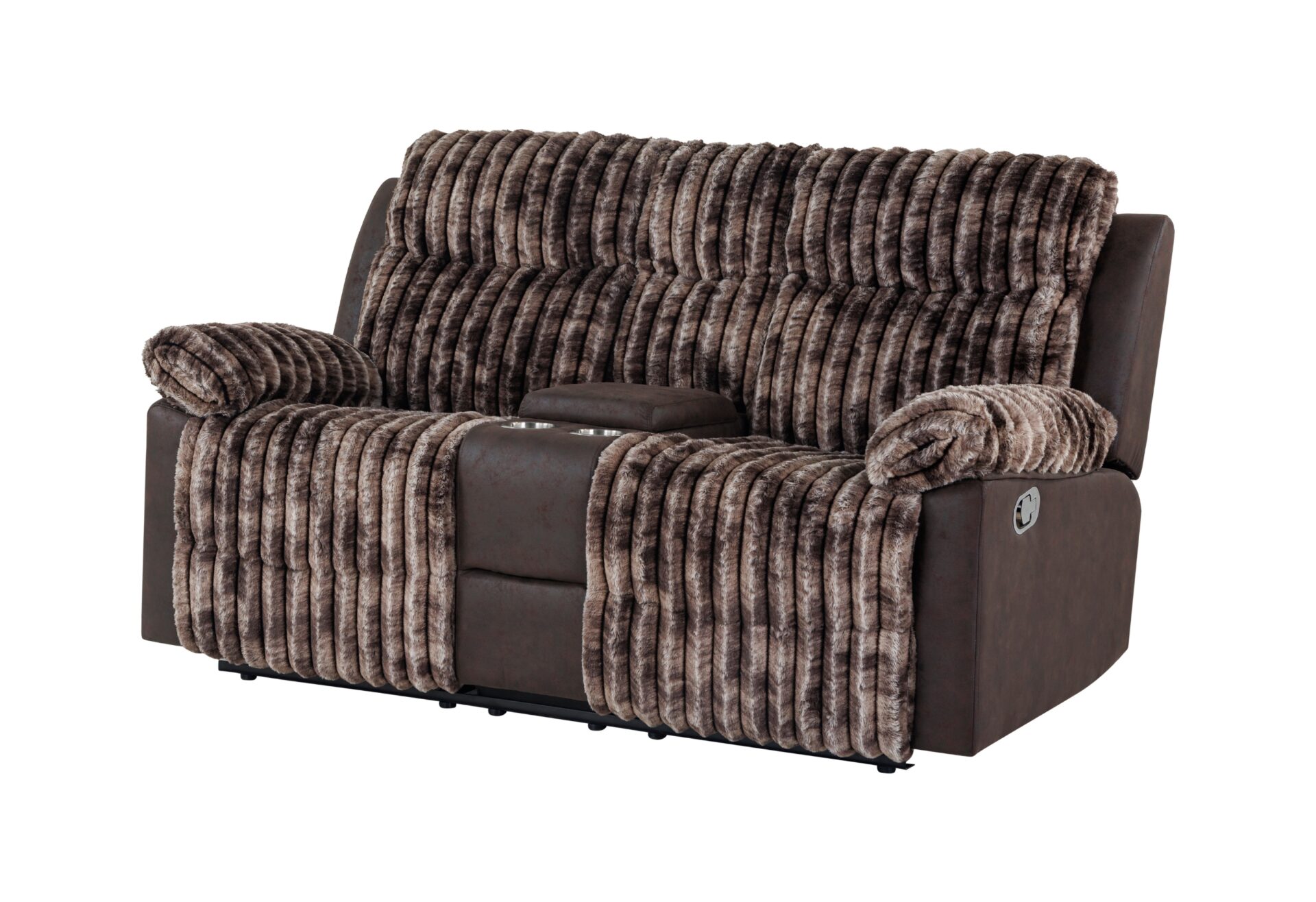 BROWN CONSOLE RECLINING LOVESEAT – Image 1