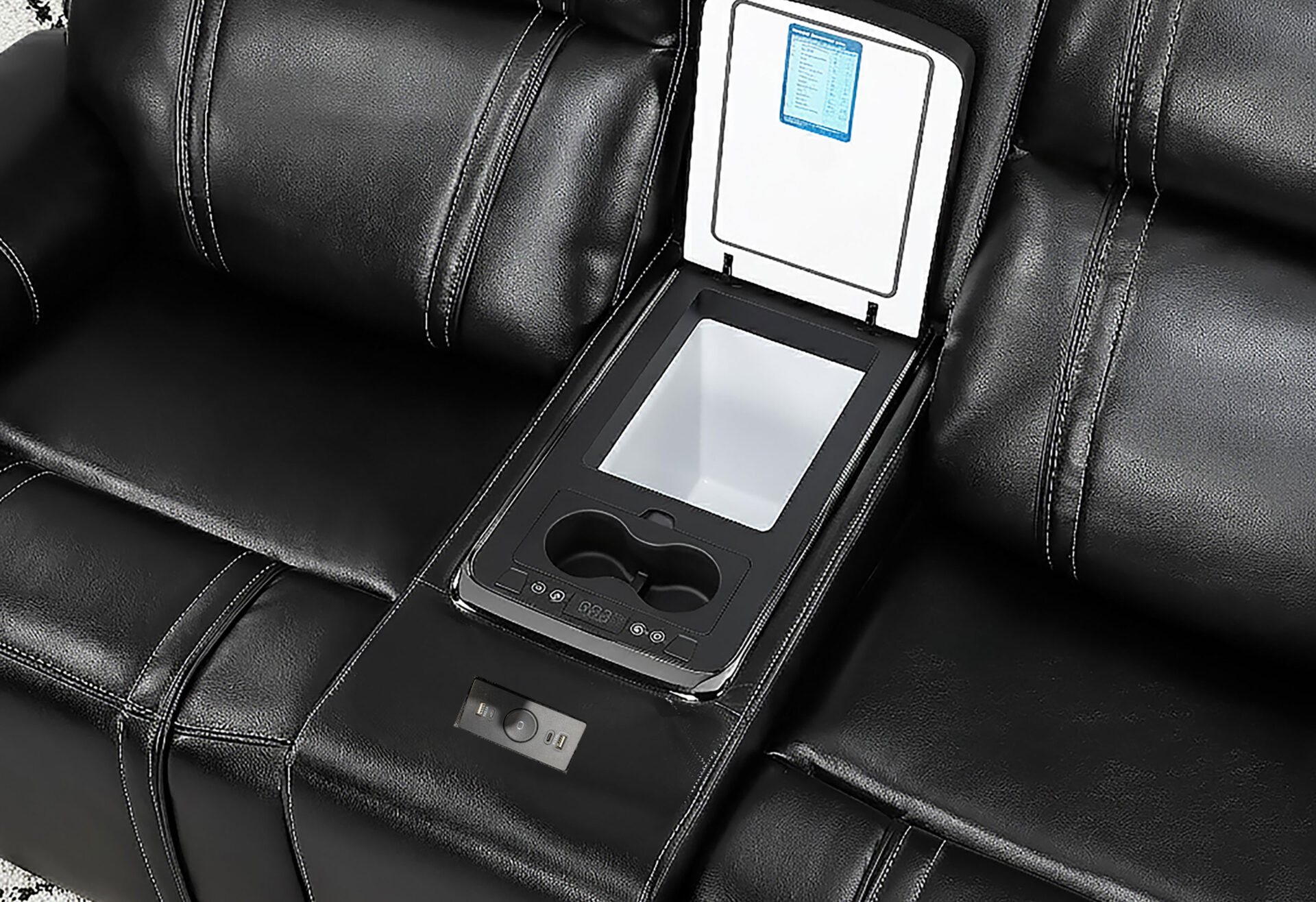 BLACK LEATHER PWR REC SOFA/PWR CONSOLE REC LOVESEAT – Image 2