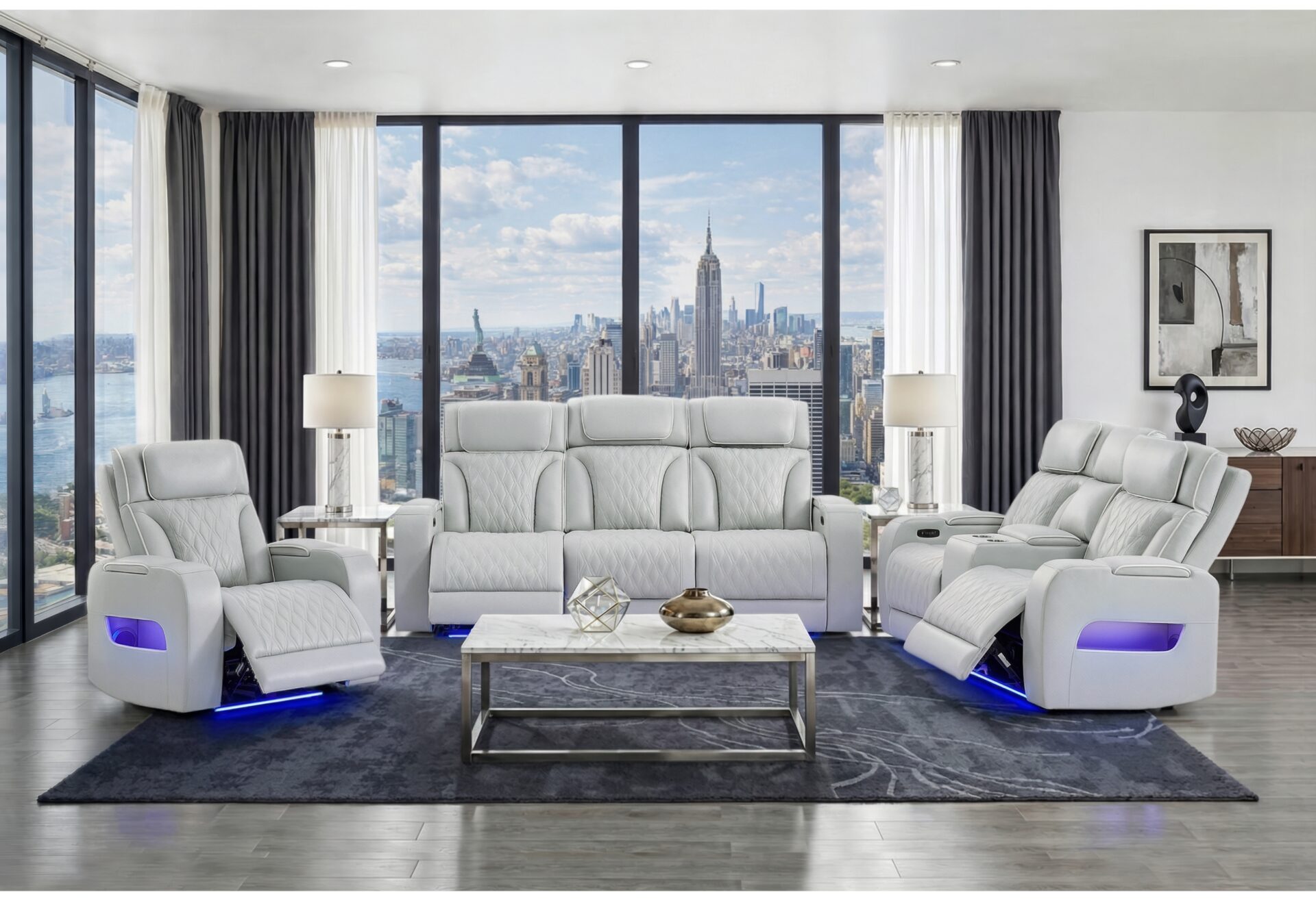 BLANCHE SILVER P2 PWR REC SOFA/PWR CON REC LOVESEAT/PWR REC – Image 1