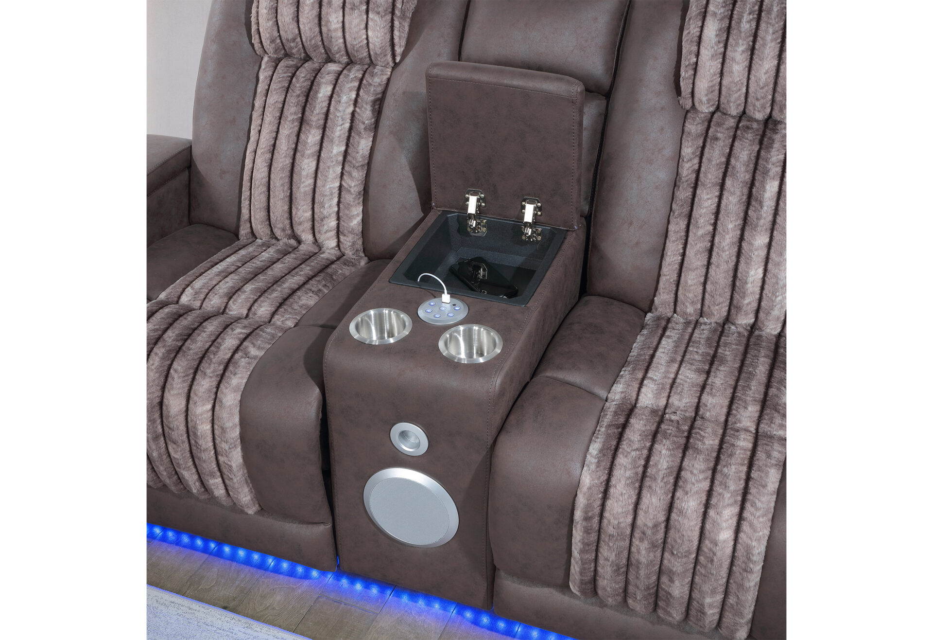 BROWN PWR REC SOFA/PWR CON REC LOVESEAT/PWR RECLINER W/PHR – Image 2