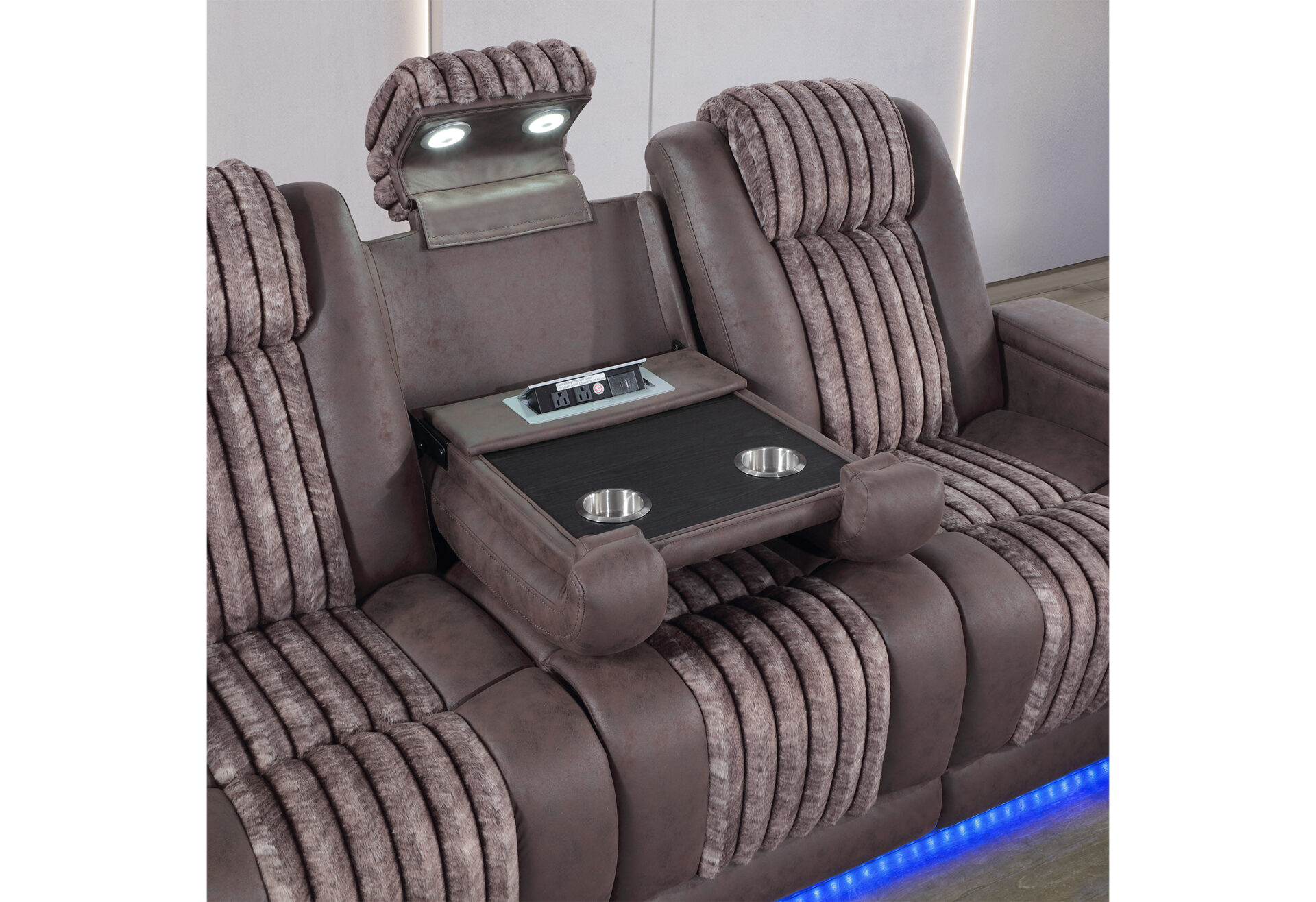 BROWN PWR REC SOFA/PWR CON REC LOVESEAT/PWR RECLINER W/PHR – Image 3