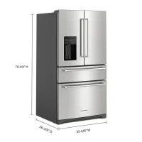 KitchenAid - 36 in. Wide 26 cu. ft. Multi-Door French Door Refrigerator with Platinum Interior - Stainless Steel – Image 3